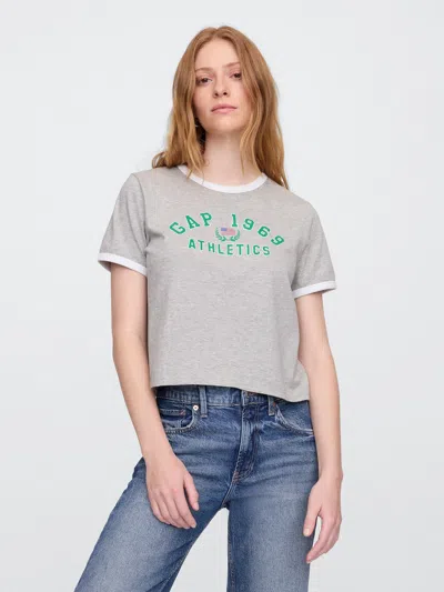 Gap Factory Shrunken Ringer Graphic T-shirt In Gray