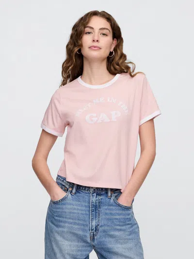 Gap Factory Shrunken Ringer Graphic T-shirt In Pink