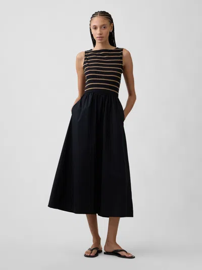 Gap Factory Sleeveless Boatneck Midi Dress In Black