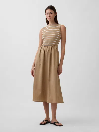 Gap Factory Sleeveless Boatneck Midi Dress In Nude