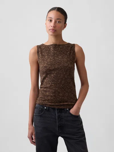 Gap Factory Sleeveless Boatneck Tank Top In Leopard