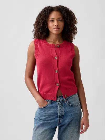 Gap Factory Sleeveless Button-up Sweater In Multi