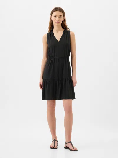 Gap Factory Sleeveless Splitneck Mini Dress In Black