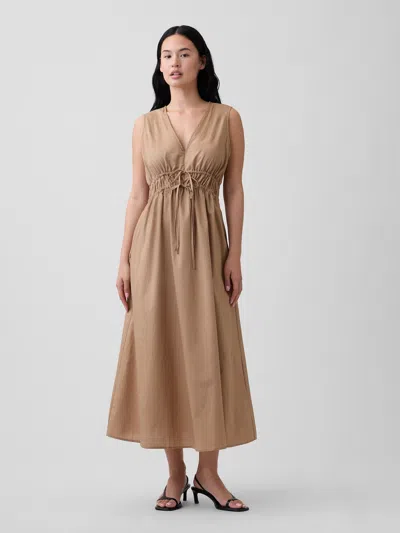 Gap Factory Sleeveless Tie-front Maxi Dress In Brown