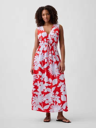 Gap Factory Sleeveless Tie-front Maxi Dress In Multi