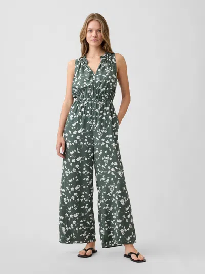 Gap Factory Sleeveless Wide-leg Jumpsuit In Green