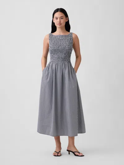 Gap Factory Smocked Boatneck Maxi Dress In Blue
