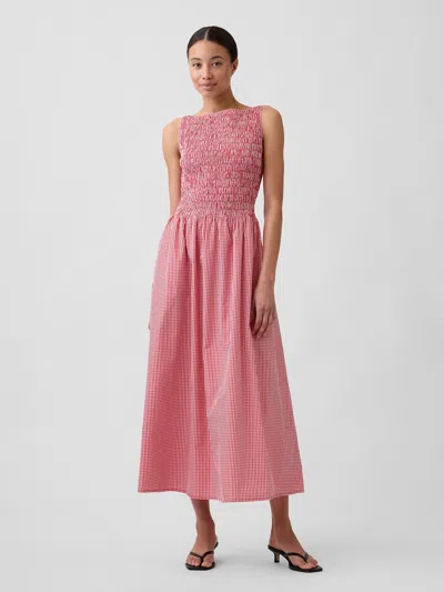 Gap Factory Smocked Boatneck Maxi Dress In Red