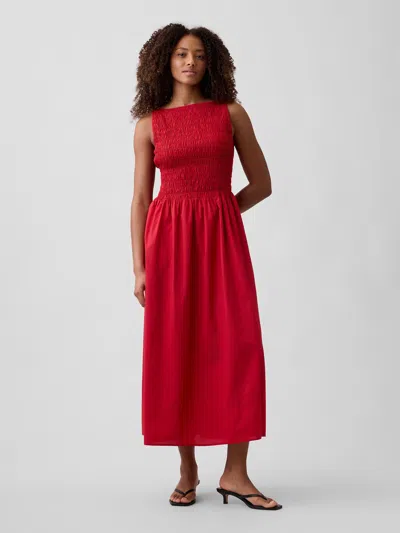 Gap Factory Smocked Boatneck Maxi Dress In Red