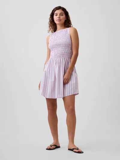 Gap Factory Smocked Boatneck Mini Dress In Pink