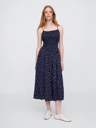 Gap Factory Smocked Dip-waist Midi Dress In Blue