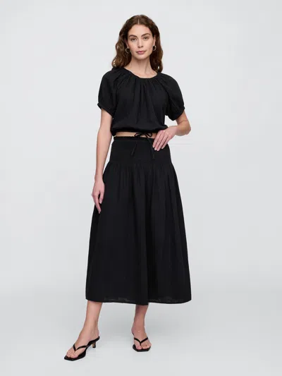 Gap Factory Smocked Gauze Maxi Skirt In Black