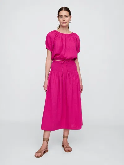 Gap Factory Smocked Gauze Maxi Skirt In Pink