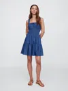 Gap Factory Smocked Tie-front Mini Dress In Purple