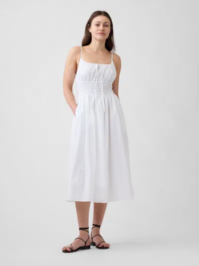 Gap Factory Smocked Tie-front Midi Dress In White