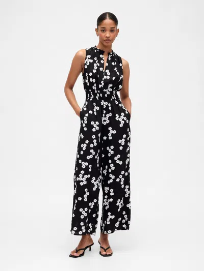 Gap Factory Smocked Wide-leg V-neck Jumpsuit In Multi