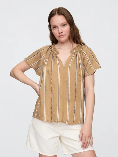 Gap Factory Splitneck Top In Brown