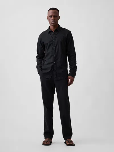Gap Factory Straight Linen-blend Pants In Black