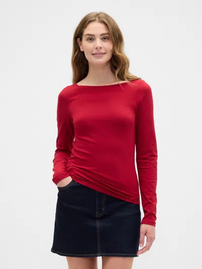 Gap Factory Stretch Jersey Boatneck T-shirt In Red
