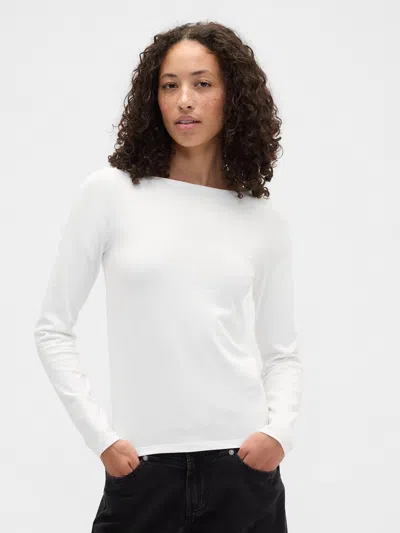 Gap Factory Stretch Jersey Boatneck T-shirt In White