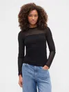 Gap Factory Stretch Jersey Mesh Top In Black