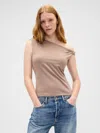 Gap Factory Stretch Jersey One-shoulder Top In Brown