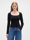 Gap Factory Stretch Jersey Scoopneck Top In Black