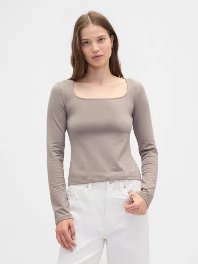 Gap Factory Stretch Jersey Scoopneck Top In Gray
