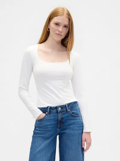 Gap Factory Stretch Jersey Scoopneck Top In White