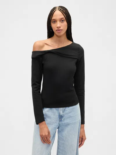 Gap Factory Stretch One-shoulder Top In Black