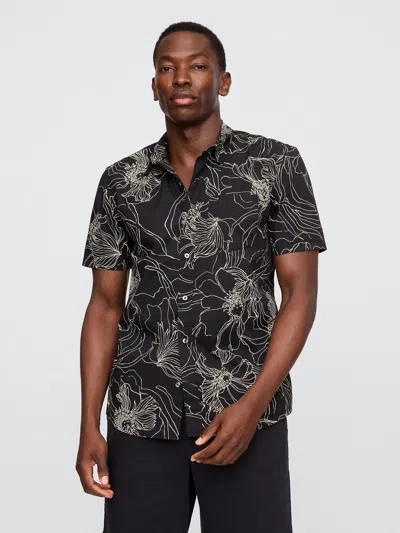 Gap Factory Stretch Poplin Shirt In Standard Fit In Black