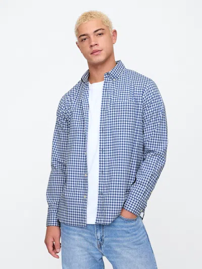 Gap Factory Stretch Poplin Shirt In Standard Fit In Blue