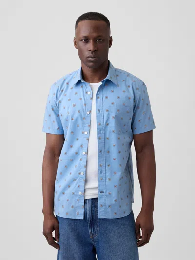 Gap Factory Stretch Poplin Shirt In Standard Fit In Blue