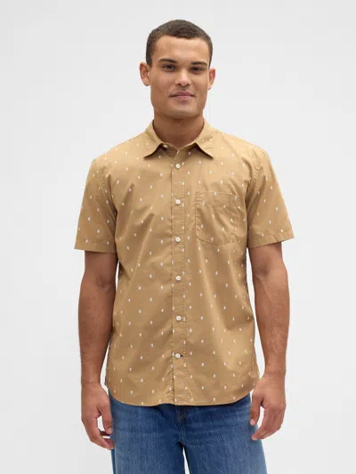 Gap Factory Stretch Poplin Shirt In Standard Fit In Brown