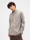 Gap Factory Stretch Poplin Shirt In Standard Fit In Brown