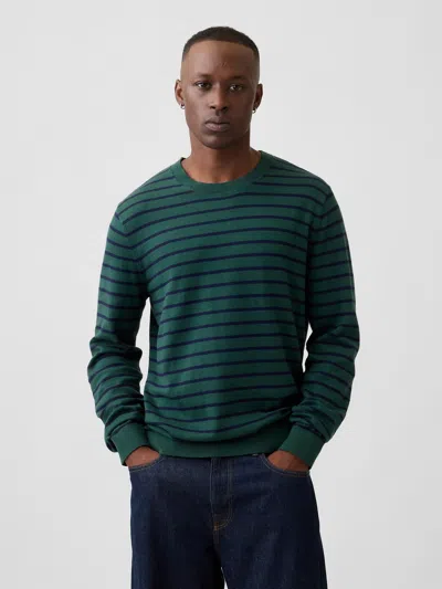 Gap Factory Stripe Crewneck Sweater In Green