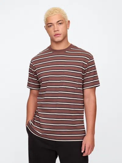 Gap Factory Stripe Original Pocket T-shirt In Brown