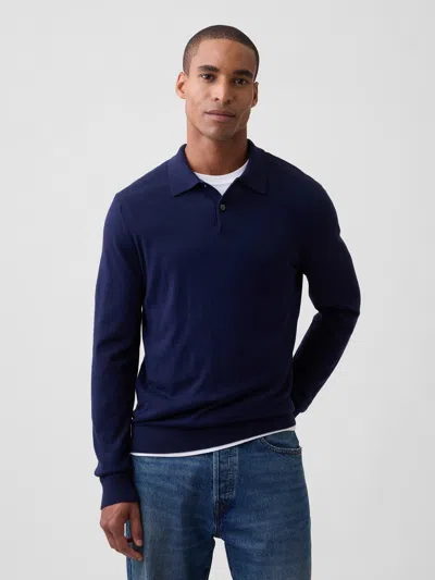 Gap Factory Stripe Polo Shirt Sweater In Blue