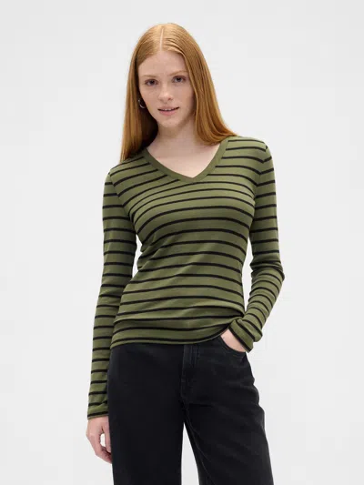 Gap Factory Stripe V-neck T-shirt In Multi