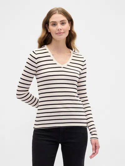 Gap Factory Stripe V-neck T-shirt In White