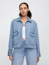 Gap Factory Supersoft Denim Utility Jacket In Blue
