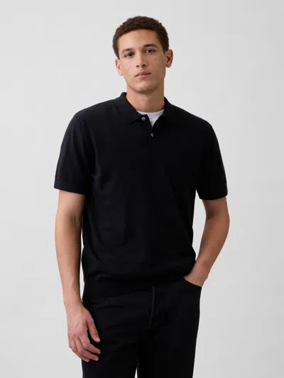 Gap Factory Sweater Polo Shirt Shirt In Black