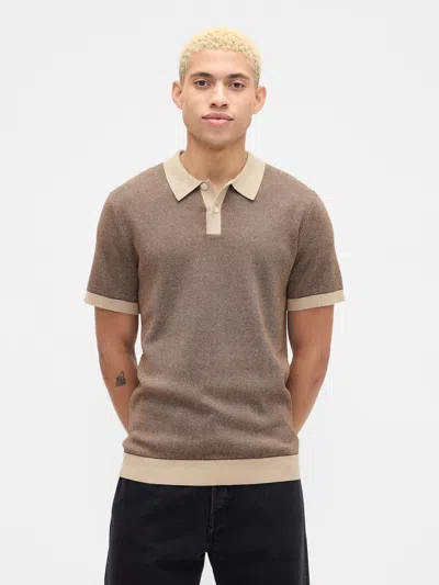 Gap Factory Sweater Polo Shirt Shirt In Brown