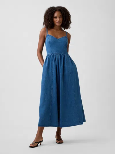 Gap Factory Sweetheart Midi Dress In Blue