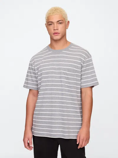 Gap Factory Texture-stripe Original Pocket T-shirt In Gray