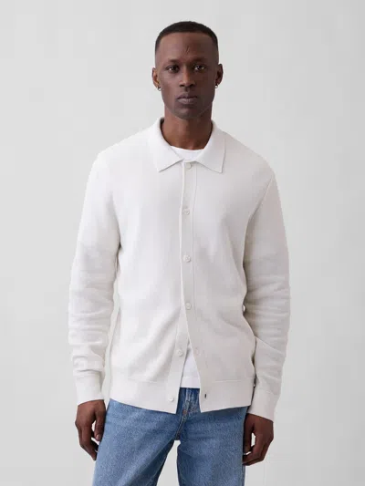 Gap Factory Textured Button-up Sweater In White