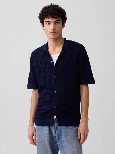 Gap Factory Textured Sweater Vacay Shirt In Blue
