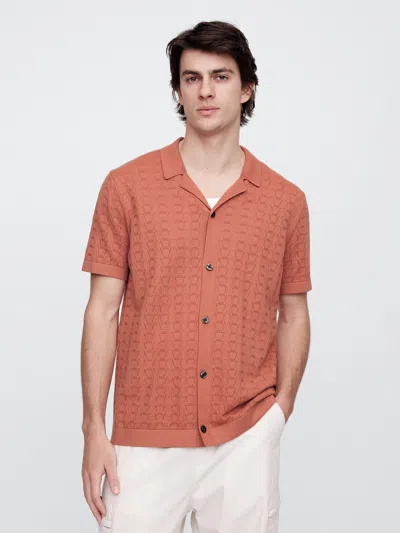 Gap Factory Textured Sweater Vacay Shirt In Orange