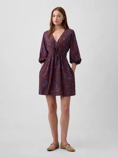 Gap Factory Tie-front Mini Dress In Brown Floral