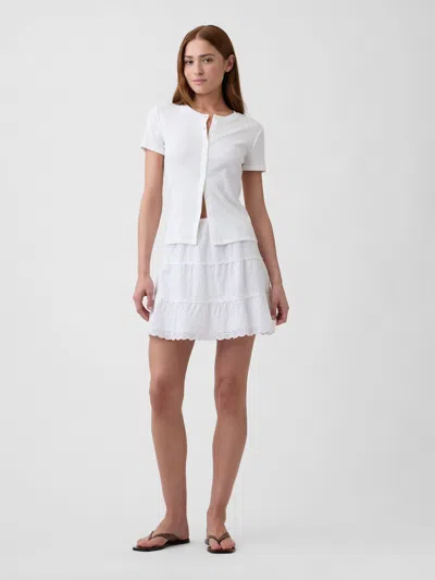 Gap Factory Tiered Eyelet Mini Skirt In White